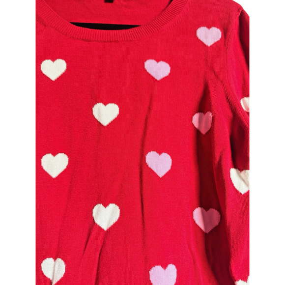 Adrianna‎ Papell Sz XL Crewneck Sweater Hearts Coquette Feminine Cottagecore - Picture 7 of 7